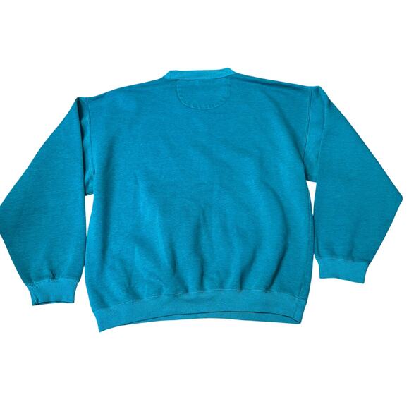 90s Vintage Eddie Bauer Crewneck Sweatshirt Teal Green Medium Fisherman Gorpcore - Picture 2 of 6